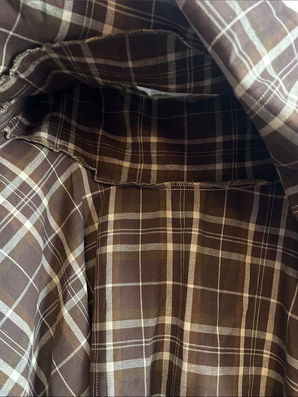 Brown Plaid Asymmetric Handkerchief Hem Skirt - Picture 5 of 5